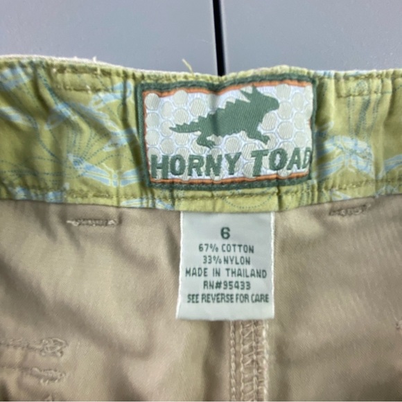 Horny Toad khaki embroidered surf print peddle pushers, 6 - Picture 6 of 15
